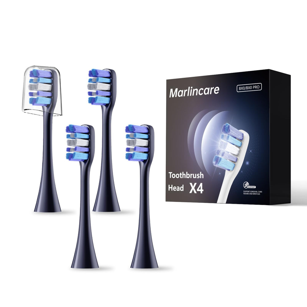 Front view of Marlincare 4-pack replacement electric toothbrush heads