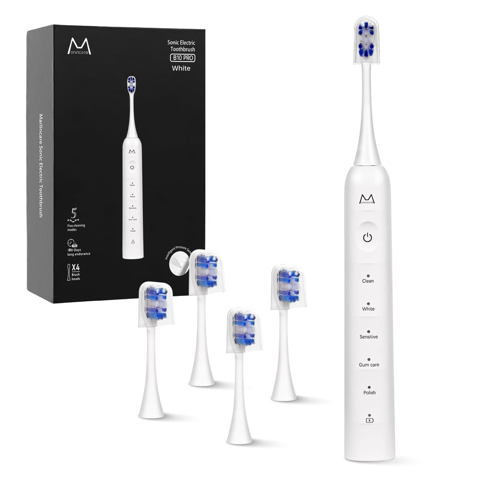 Marlincare B10PRO sonic electrictoothbrush white angled view 2