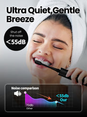 Marlincare toothbrush display of five modes: Clean, White, Sensitive, Gum Care, Polish