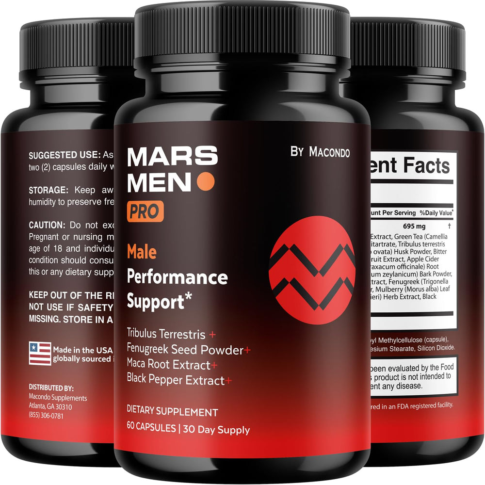 Mars Men Pro health supplement bottle and capsules