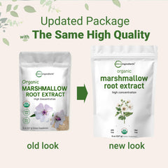 8 oz pouch packaging of marshmallow root powder