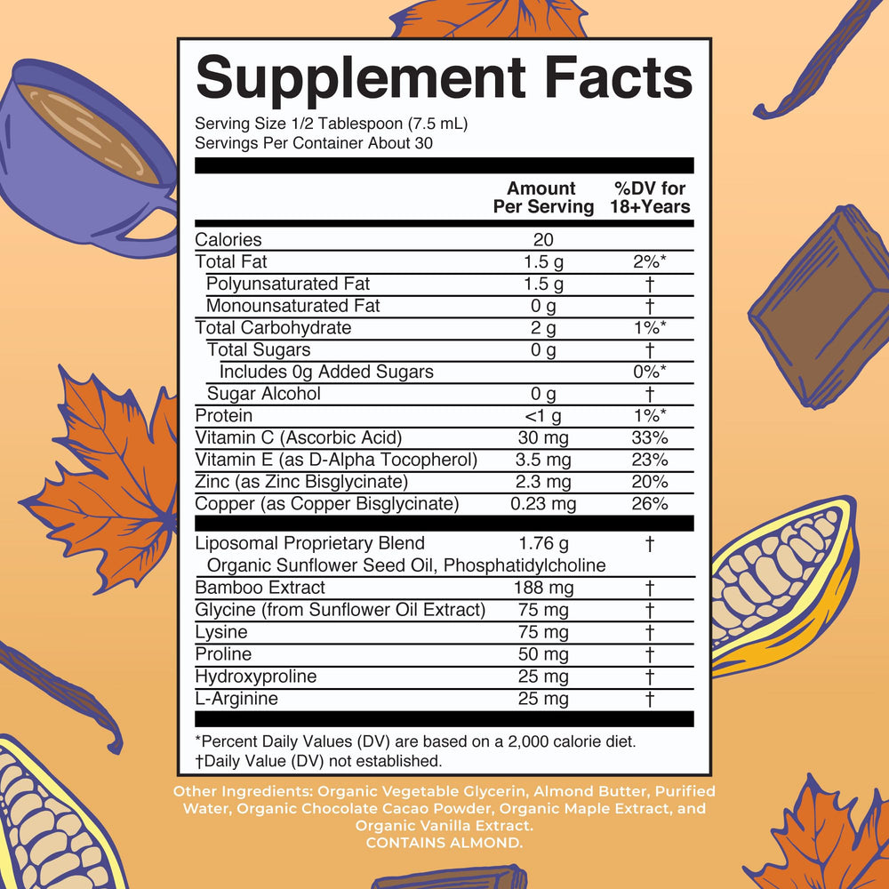 MaryRuth Organics Collagen Booster Liposomal bottle – back label