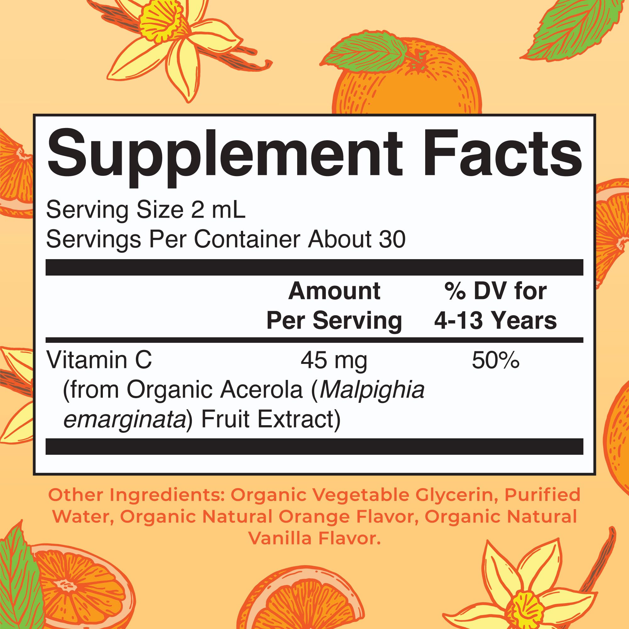 Close-up of MaryRuth Organics Kids Vitamin C Drops label Close-up of MaryRuth Organics Kids Vitamin C Drops label