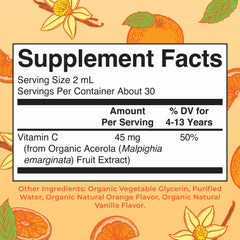 Close-up of MaryRuth Organics Kids Vitamin C Drops label