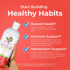 Back of MaryRuth Essentials+ bottle showing nutrition facts