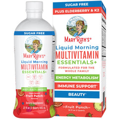Front view of MaryRuth Organics Liquid Morning Multivitamin Essentials+ bottle