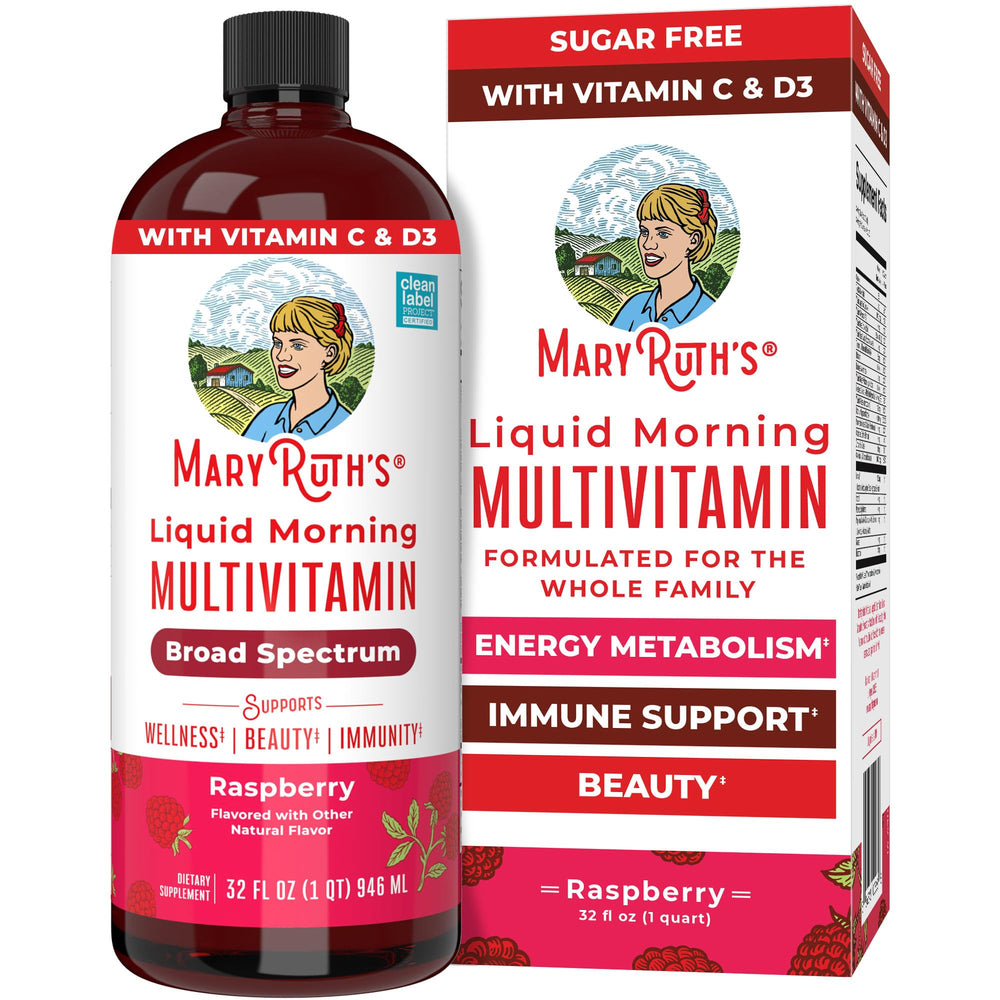 MaryRuth Raspberry Liquid Morning Multivitamin bottle