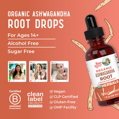 USDA Organic seal and Ashwagandha Root text on label