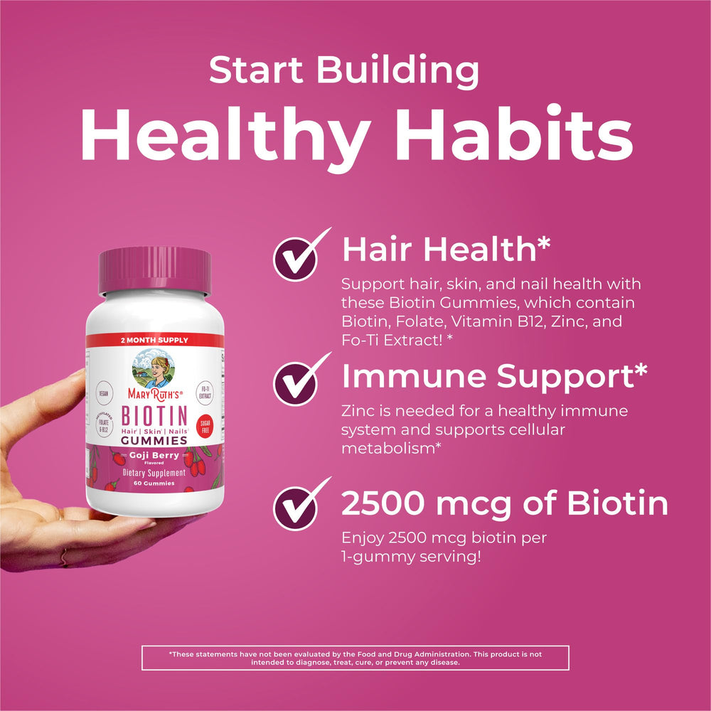 Goji berry flavored Biotin Gummies by MaryRuth Organics