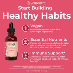 MaryRuth Organics CoComelon label on toddler multivitamin bottle.