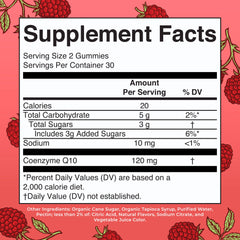 Close-up of raspberry CoQ10 gummy