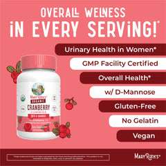 Ingredient list showing cranberry extract and D-Mannose