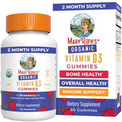 MaryRuth Organics Vitamin D3 Gummies front view with 60-count bottle