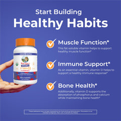 Nutrition facts showing 1000 IU per gummy