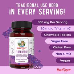 MaryRuth Elderberry Chewable packaging showing 90 servings