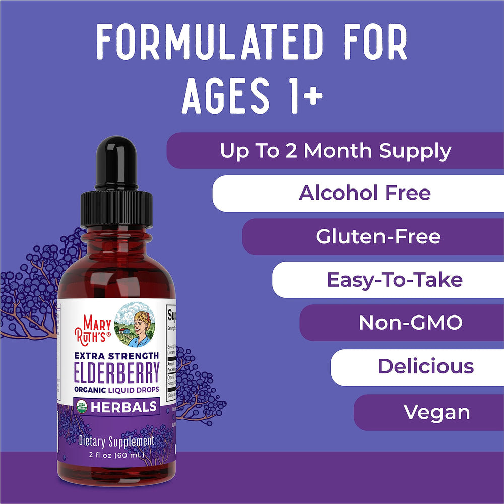 Elderberry syrup bottle with fresh berries