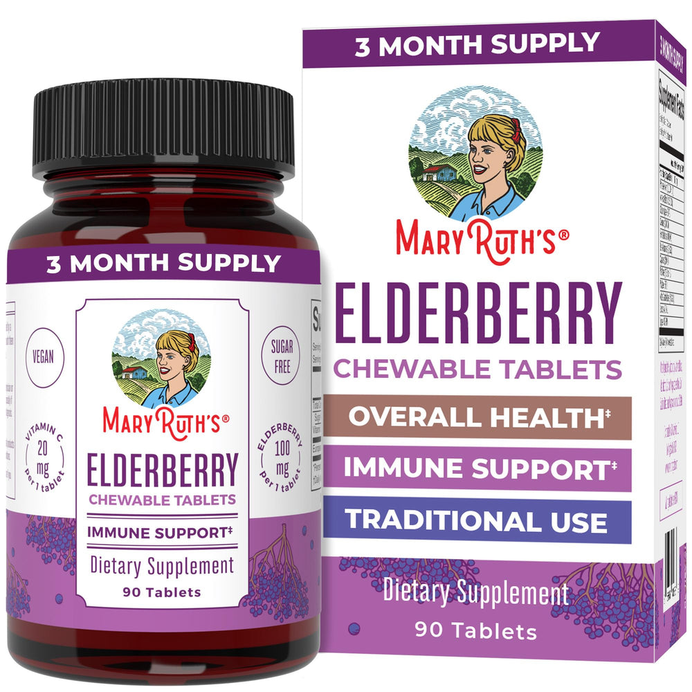 MaryRuth Organics Elderberry Vitamin C chewables bottle label
