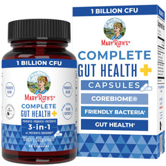 Bottle of MaryRuth Organics Complete Gut Health+ Capsules on white