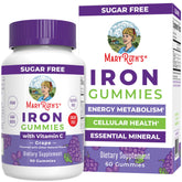 Front view of MaryRuth Organics Iron Gummies bottle with grape flavor