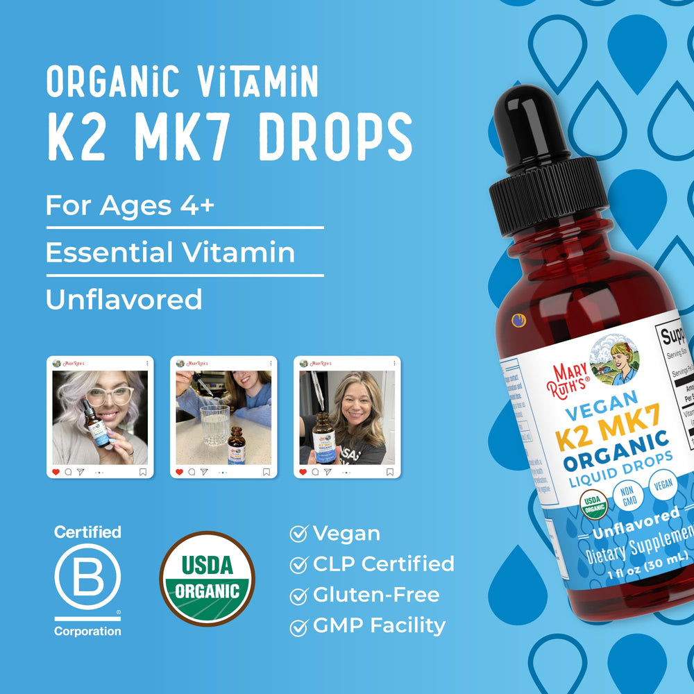USDA Organic badge on K2 MK7 drops