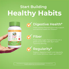 Vegan, sugar-free kid fiber gummies with non-GMO label
