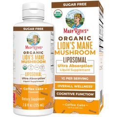 Front view of MaryRuth Organics Lions Mane Liposomal supplement bottle