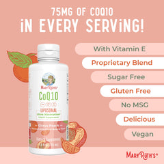 MaryRuth Organics CoQ10 bottle with 7.6 fl oz and 45 servings
