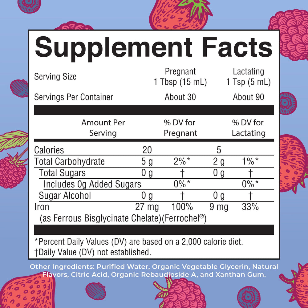 Back label showing ingredients and nutrition information