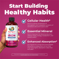 MaryRuth Organics iron supplement label notes ferrous bisglycinate chelate.