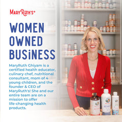 MaryRuth Organics Clean-label and vegan certifications on packaging