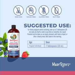 Berry-flavored liquid prenatal vitamins serving