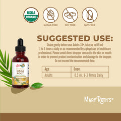 Close-up of Maca root powder and label