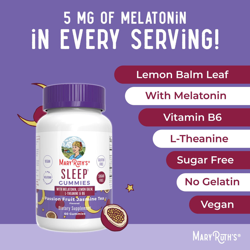 Vegan, non-GMO, sugar-free MaryRuth Organics Melatonin Sleep Gummies