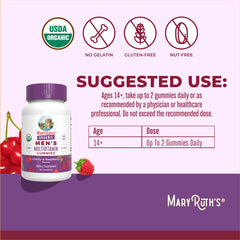 Nutrition facts panel for MaryRuth Organics Men's Vitamin Gummy