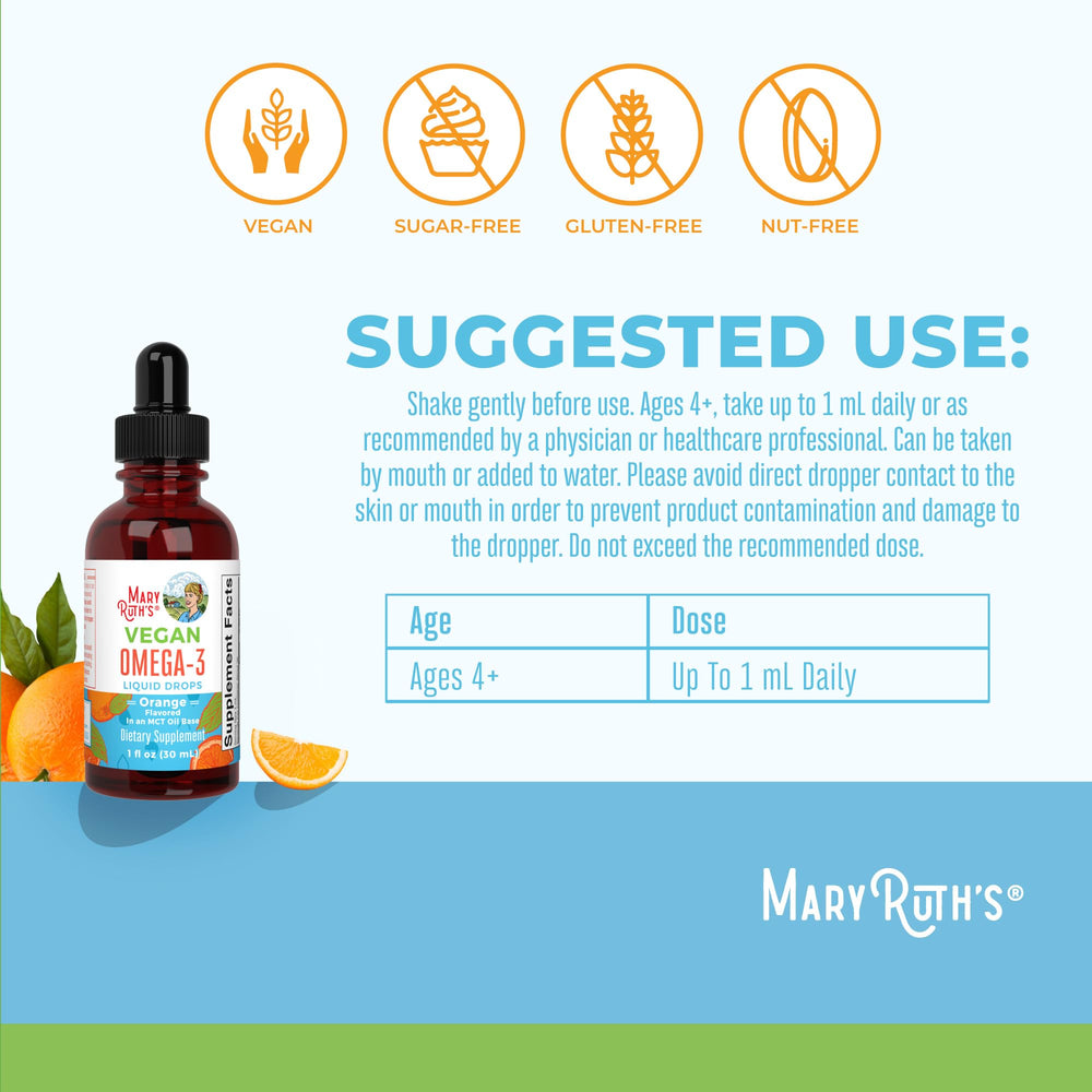 MaryRuth Organics Omega-3 Liquid Drops bottle ingredients card