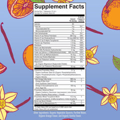 Close-up of orange vanilla-flavored liposomal multivitamin liquid