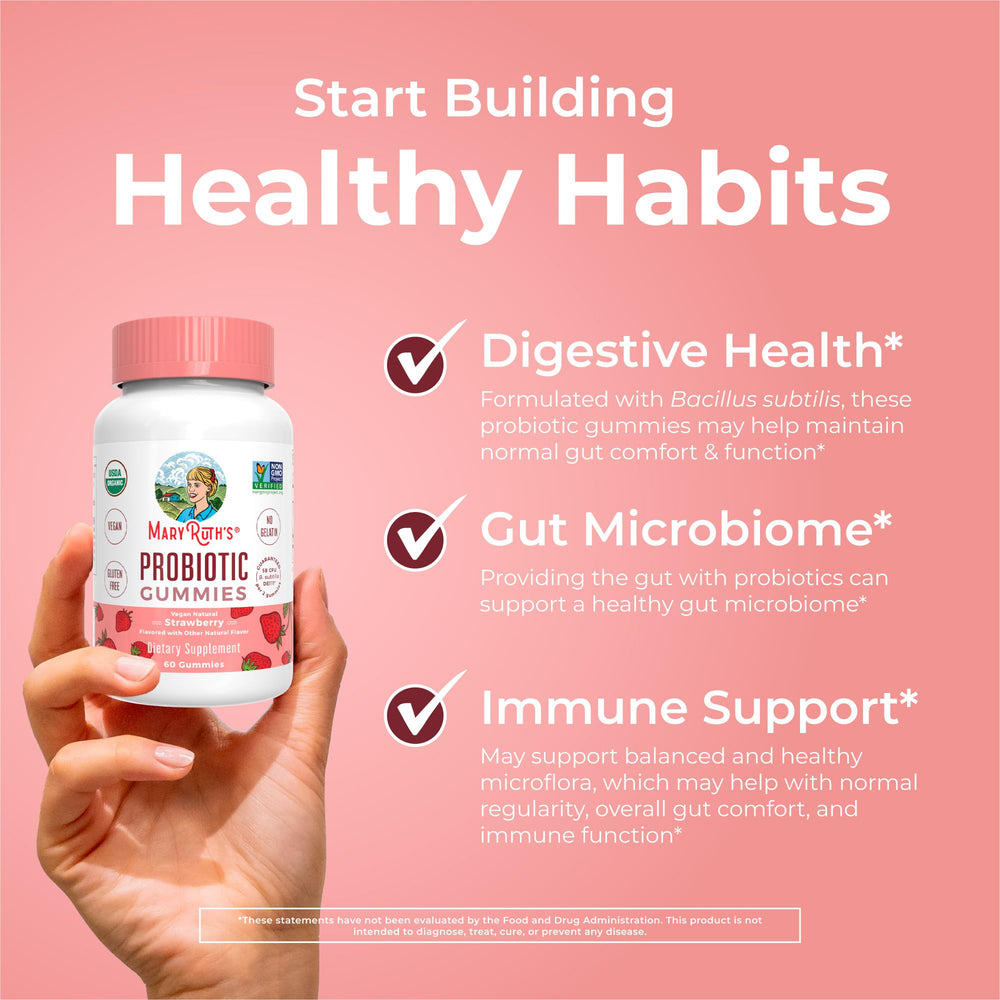 Ingredients panel for MaryRuth Organics probiotic gummies