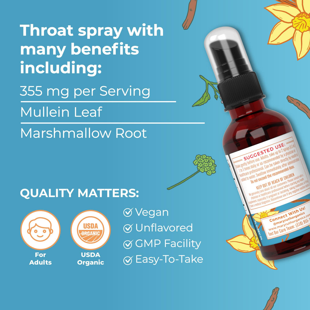 Nutrition facts for MaryRuth Organics Throat Spray Vanilla