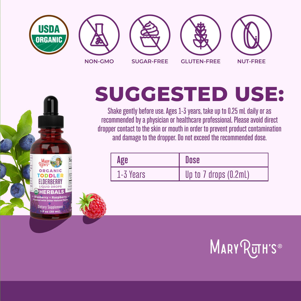 Easy-to-use liquid elderberry drops for toddlers