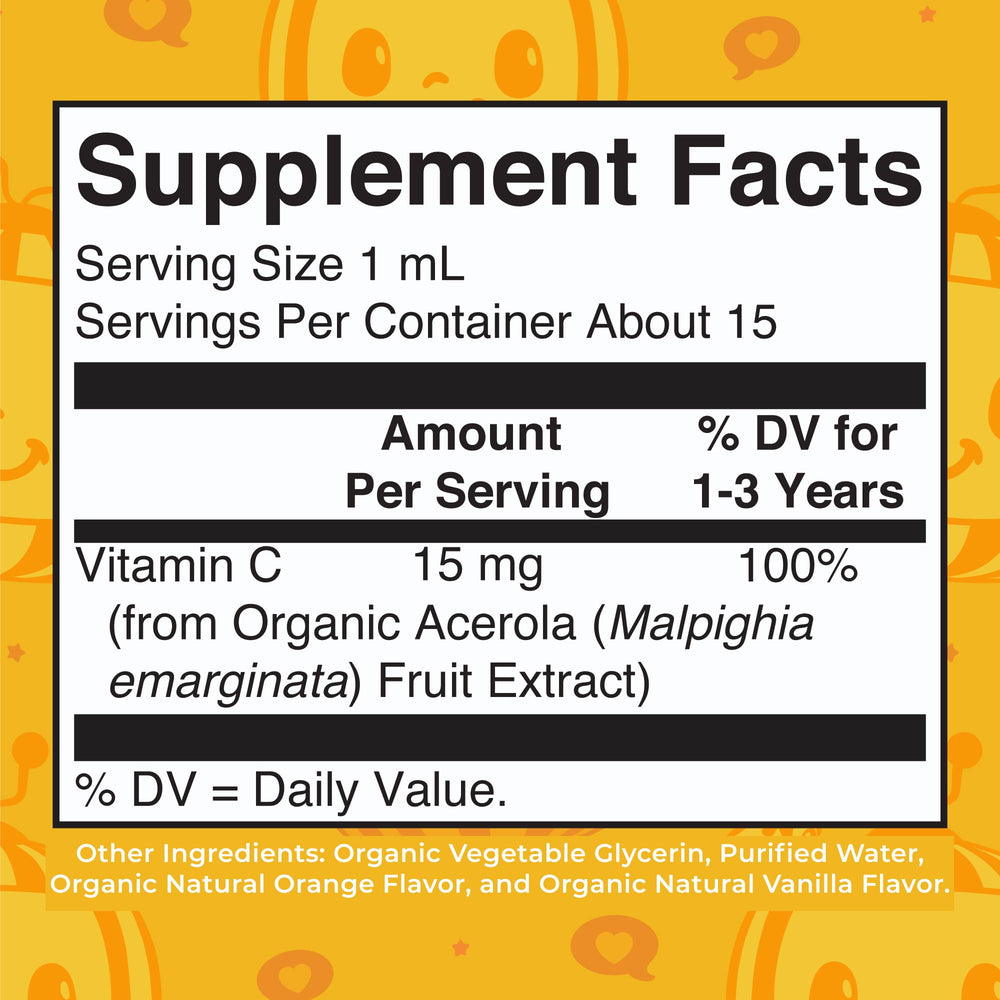 Ingredient list including organic non-GMO vegan glycerin and purified water