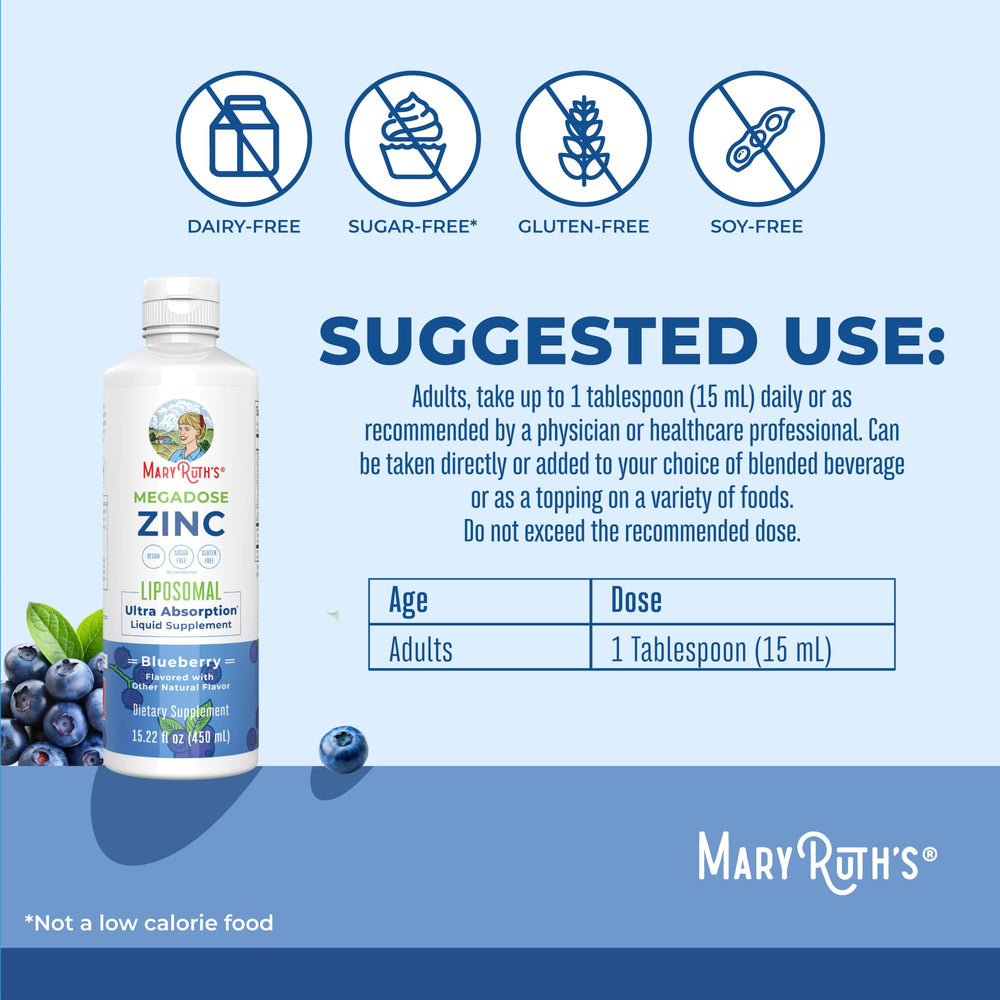 Vegan, Non-GMO, Gluten Free, No Sugar Added MaryRuth zinc supplement
