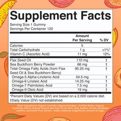 Back view showing nutrition facts on MaryRuth Organics Omega gummies bottle