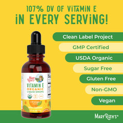 USDA Organic seal on Vitamin E drops bottle
