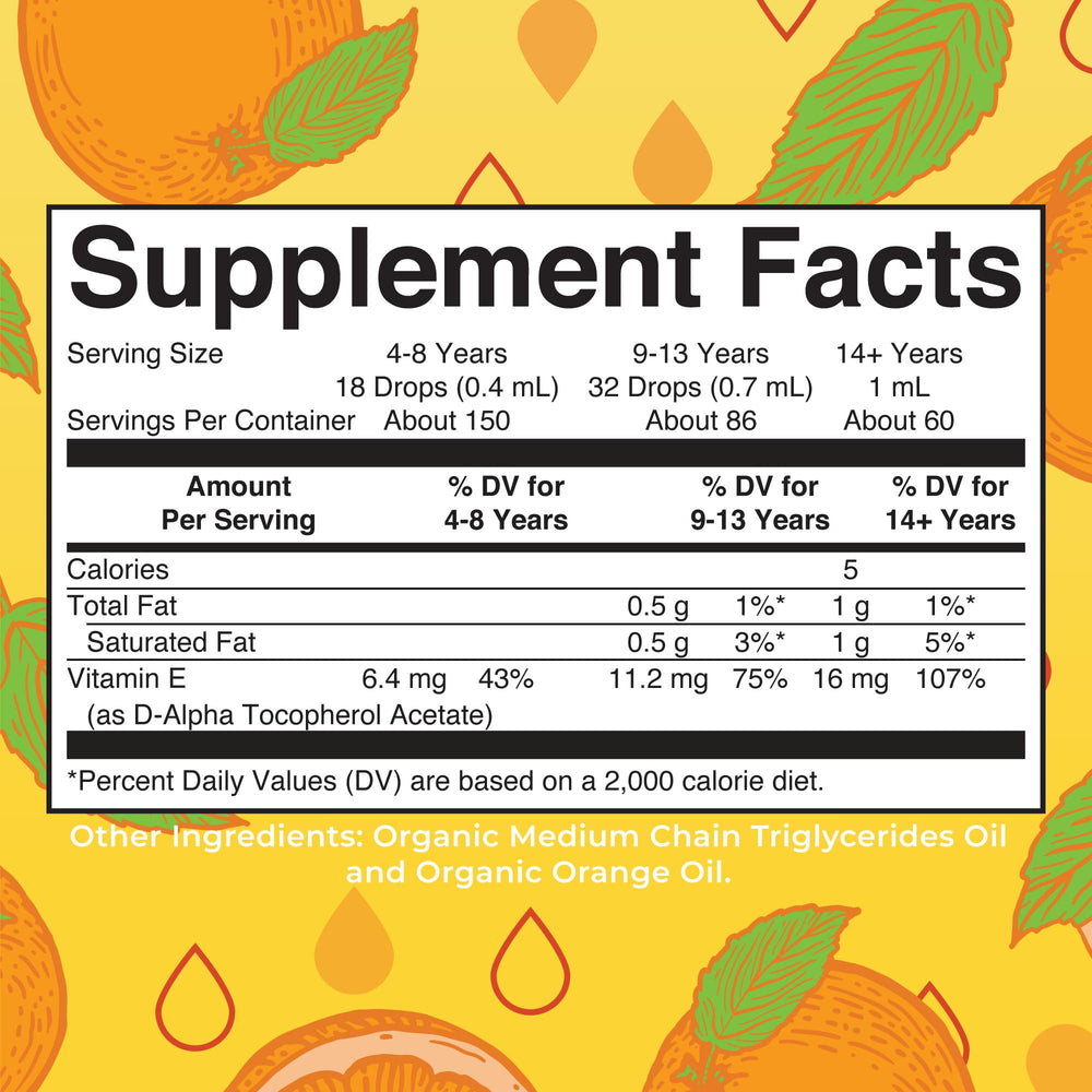 Back label showing ingredients and nutrition information