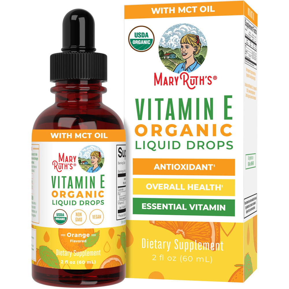 Front view of MaryRuth Organics Vitamin E Liquid Drops 2oz bottle