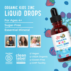 Berry flavor imagery on Zinc for Kids bottle