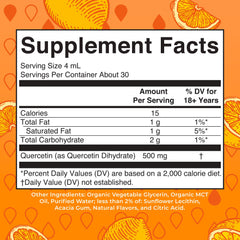 Quercetin Liquid Drops lemon flavor being poured
