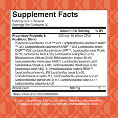 Close-up of vegan probiotic capsules for women's health