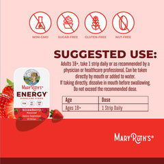 A single strawberry-flavored dissolving strip dissolving on the tongue