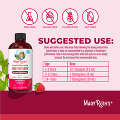 Side view of MaryRuth's Raspberry Liquid Morning Multivitamin bottle